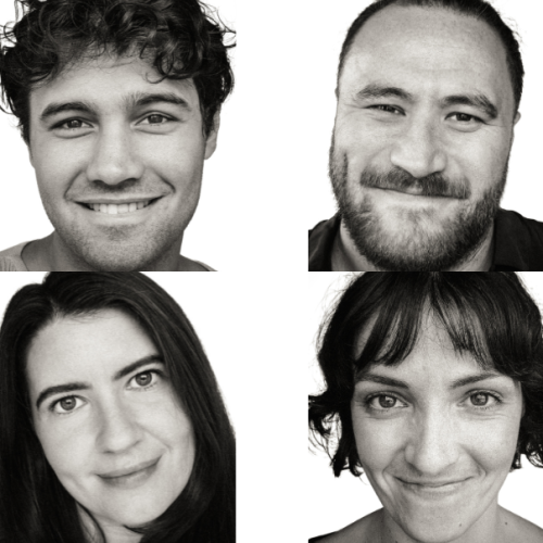 Grid photos of Max Crean (Ngāti Kahungunu), Kate Johnstone, Adeline Shaddick and Tyler Wilson-Kokiri (Ngaati Porou)