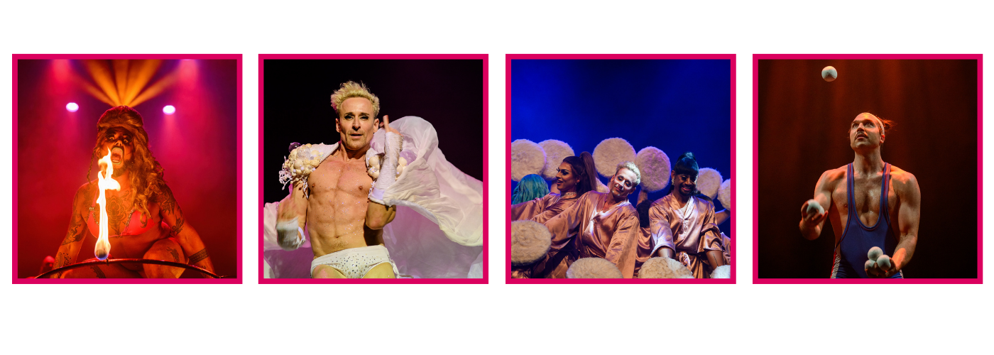Briefs show collage imagery - q theatre 