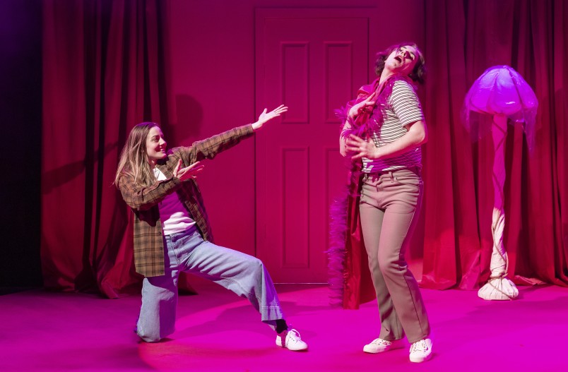 An image of two performers on stage for Mother Play