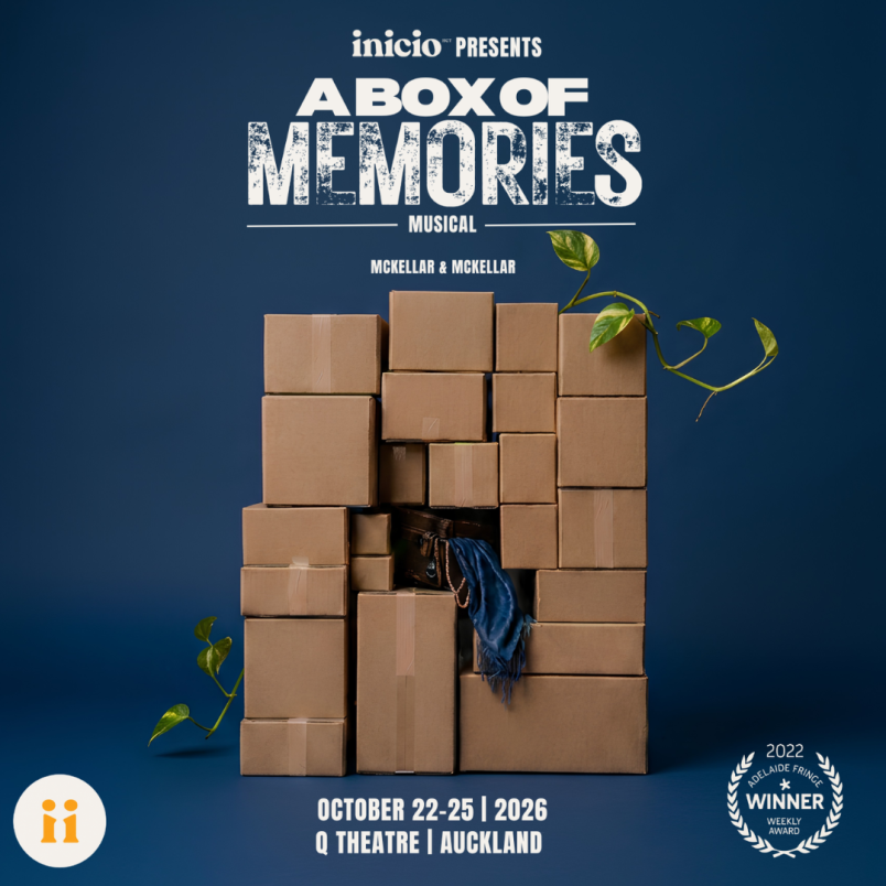 The show title appears above a pile of brown cardboard boxes. Among them personal items such as clothing and houseplants.