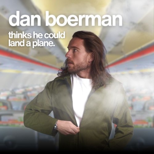 to the side, with a faded interior of plane background. Text reads dan boerman thinks he can land a play